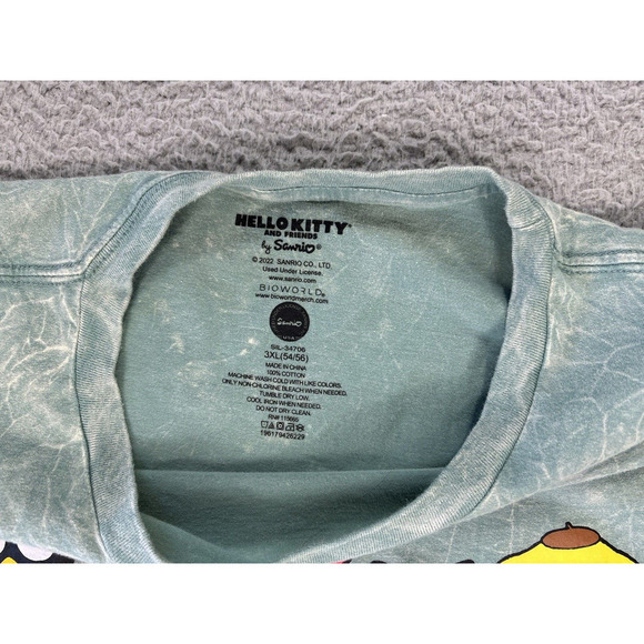 Hello Kitty & Friends‎ T-Shirt Adult 3XL Mineral Wash Green Short Sleeves - Picture 2 of 7